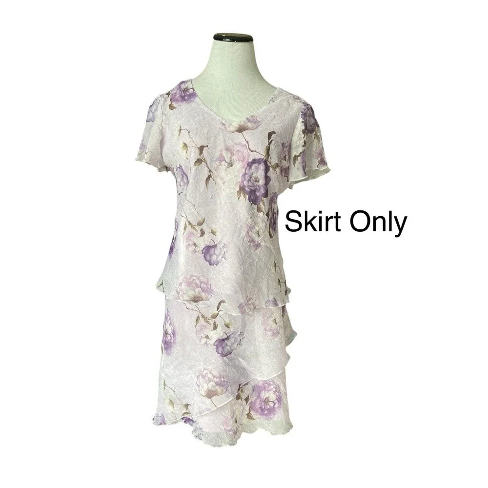 Vintage Y2K Foral Chiffon Midi Skirt Size 12 Petite Lavender Coquette Fairy Lana - Picture 9 of 10